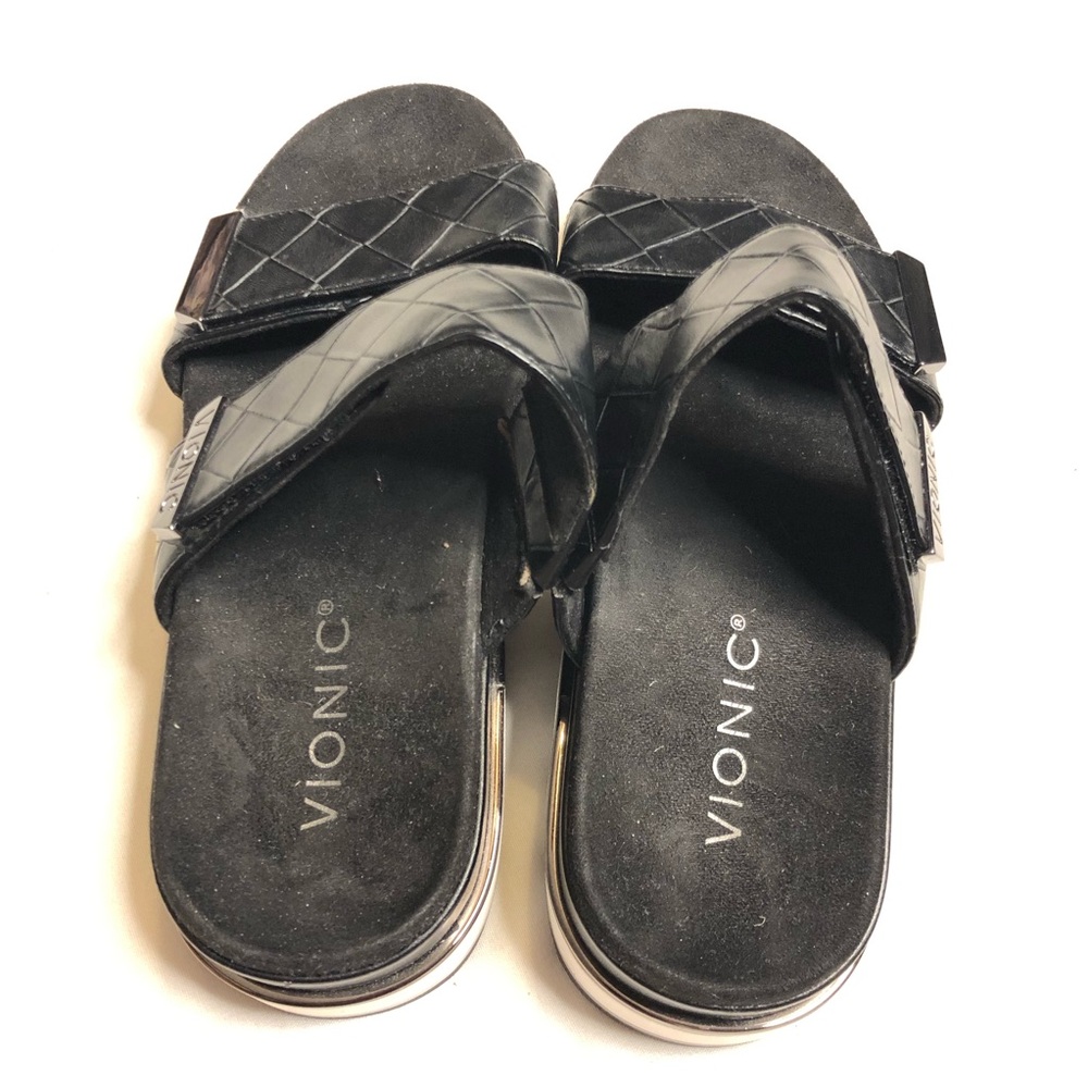 Vionic Brandie platform slide black white sandals - Picture 4 of 11